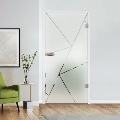 Glastür Klarglas mit Design optional Beschlag