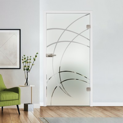 Glastür Klarglas mit Design optional Beschlag