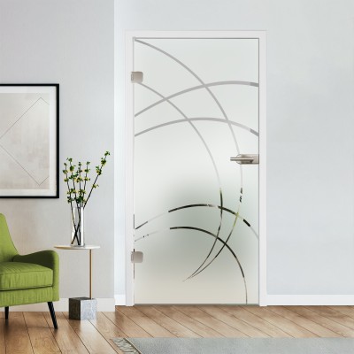 Glastür Klarglas mit Design optional Beschlag