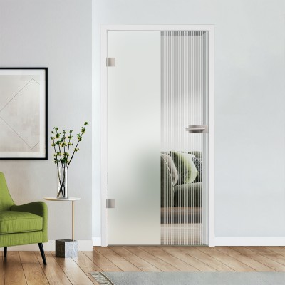 Glastür Klarglas mit Design optional Beschlag