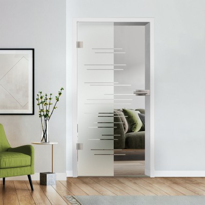 Glastür Klarglas mit Design optional Beschlag