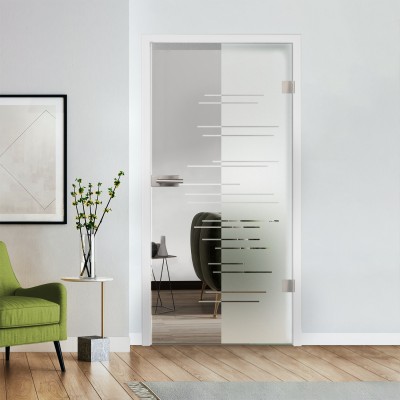 Glastür Klarglas mit Design optional Beschlag