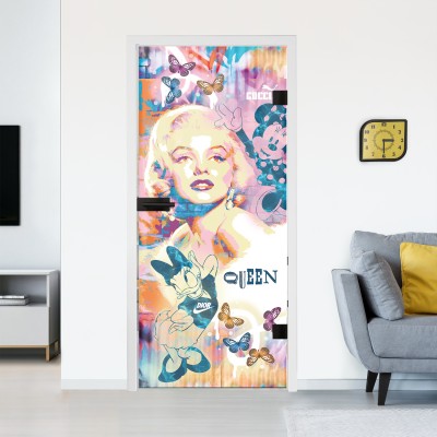 Glastür mit Design Pop-Art