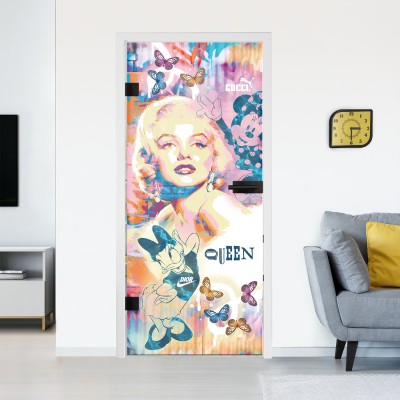 Glastür mit Design Pop-Art
