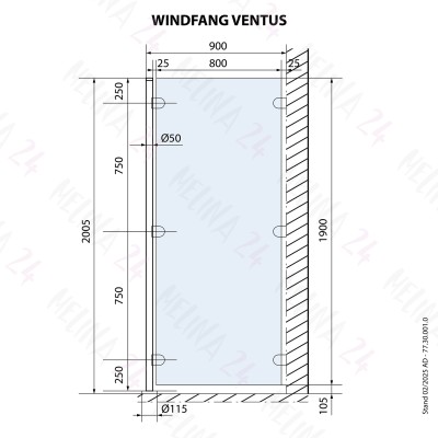 Windfang Modell Ventus Klarglas