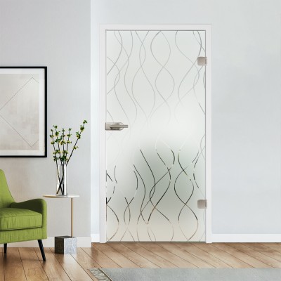 Glastür Klarglas mit Design optional Beschlag