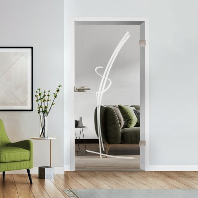 Glastür Klarglas mit Design optional Beschlag