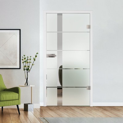 Glastür Klarglas mit Design optional Beschlag