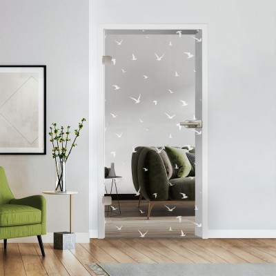 Glastür Klarglas mit Design optional Beschlag