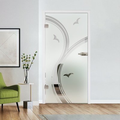 Glastür Klarglas mit Design optional Beschlag