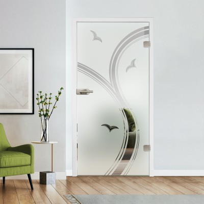 Glastür Klarglas mit Design optional Beschlag