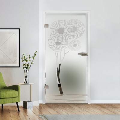 Glastür Klarglas mit Design optional Beschlag