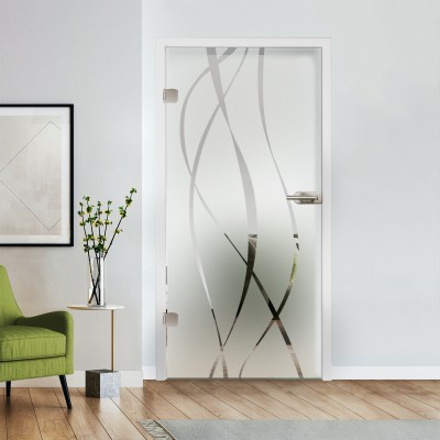 Glastür Klarglas mit Design optional Beschlag