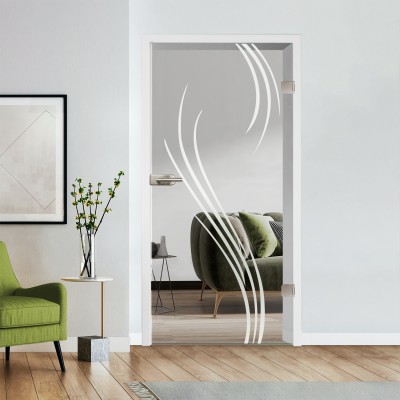 Glastür Klarglas mit Design optional Beschlag