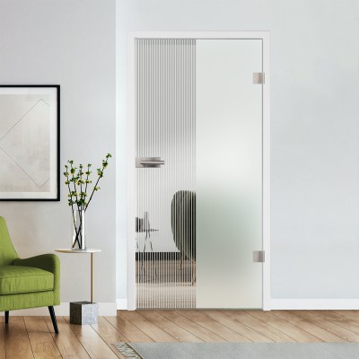 Glastür Klarglas mit Design optional Beschlag