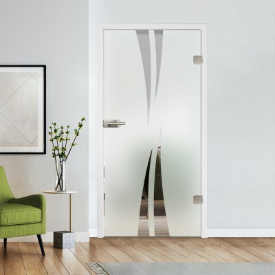 Glastür Klarglas mit Design optional Beschlag