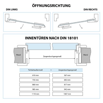 Glastür Satino optional Beschlag