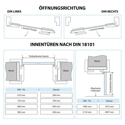 Glastür Satino optional Beschlag