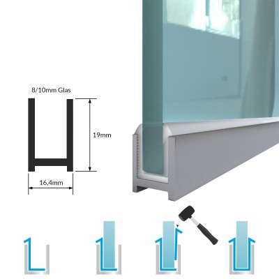 Duschprofil smal Edelstahloptik für 8 und 10 mm Glas