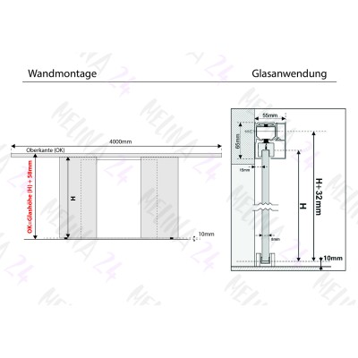 Aktion Glasschiebetür 2flg. Klarglas